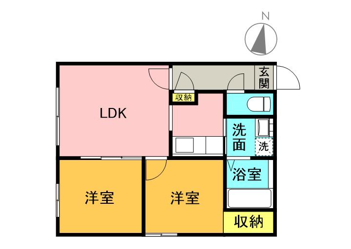 DAITO RESIDENCE 中央区役所前(2LDK/5階)の間取り写真