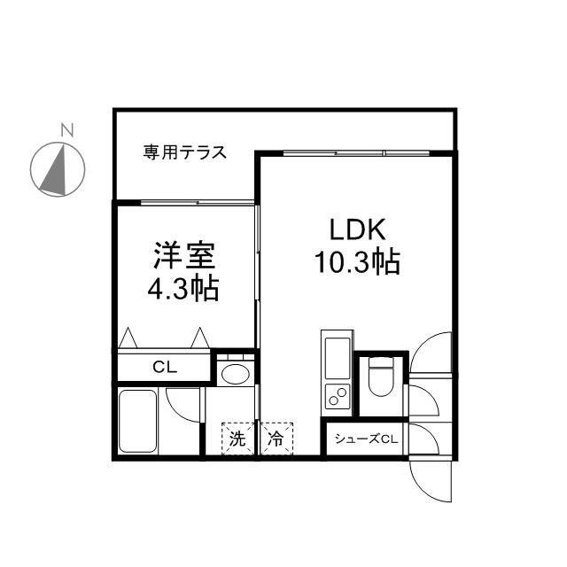 アジュールコートN5(1LDK/1階)の間取り写真