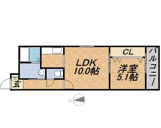 グランディール南十条(1LDK/3階)の間取り写真