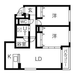 アスティル伏見(2LDK/1階)の間取り写真