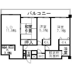 オリエンタルコート大友(3LDK/4階)の間取り写真