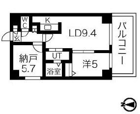 リヴェール山鼻(2DK/3階)の間取り写真