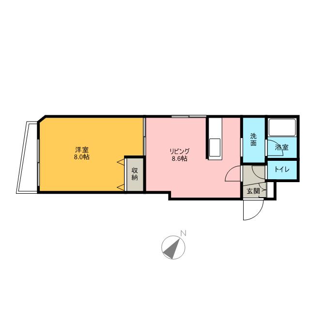 ロータリー円山(1LDK/2階)の間取り写真