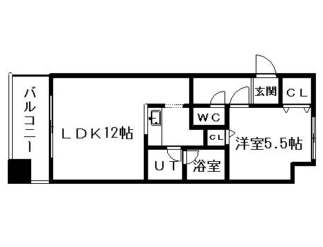 グランカーサ南13条(1LDK/3階)の間取り写真