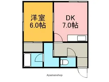 ロアール東野幌Ⅱ(1DK/1階)の間取り写真