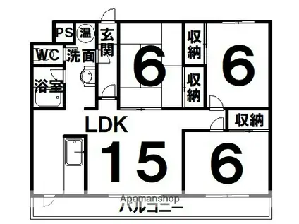 帯広マンション第1(3LDK/8階)の間取り写真