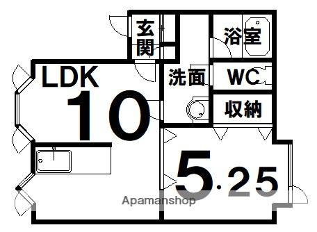 CASTLE M・KⅡ(1LDK/1階)の間取り写真