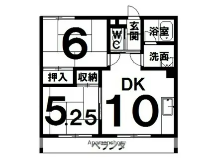 コーポかとう(2DK/2階)の間取り写真