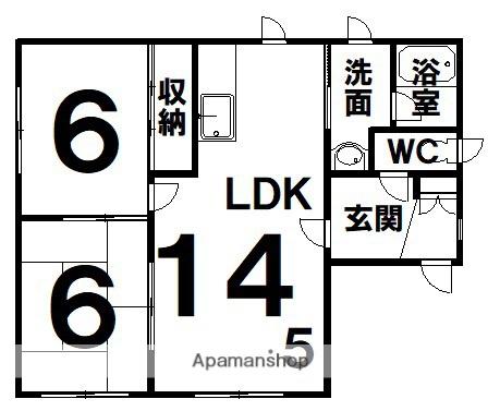 関谷ハイツ F棟(2LDK/2階)の間取り写真