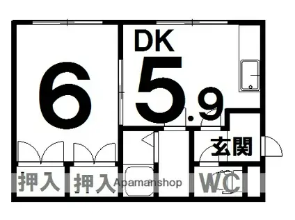 コーポ323-1(1DK/3階)の間取り写真