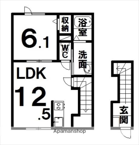 ラピスⅣ(1LDK/2階)の間取り写真