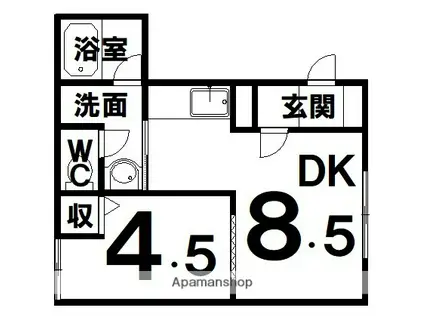 システ・エンデレPARTⅡ(1DK/1階)の間取り写真