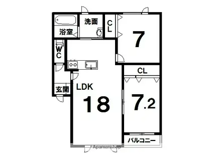 コルサK(2LDK/3階)の間取り写真