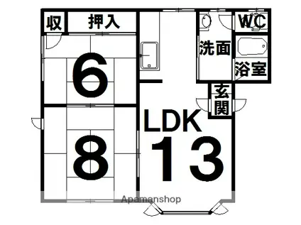ハイツミウラ(2LDK/2階)の間取り写真