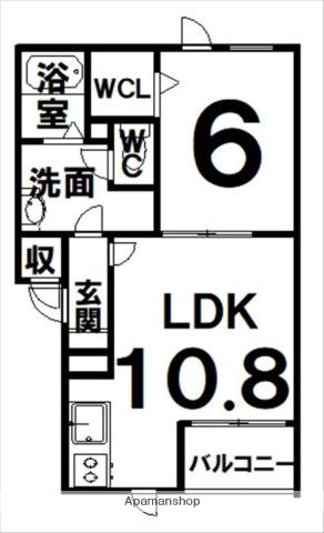 プラナスたいきⅢ(1LDK/2階)の間取り写真