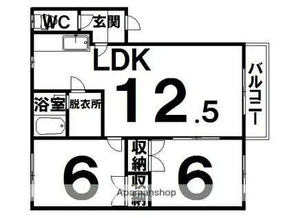 コーポイーストリバーサイドⅡ(2LDK/1階)の間取り写真