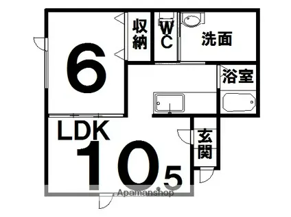 プランドールK・Ⅱ(1LDK/2階)の間取り写真