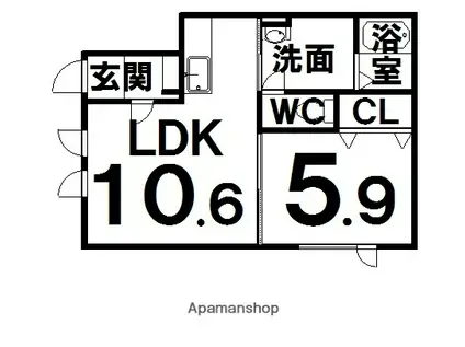 レジデンスやまと壱号館(1LDK/2階)の間取り写真
