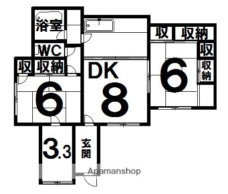 根室本線 池田駅(北海道) 徒歩19分 1階建 築74年(3LDK)の間取り写真