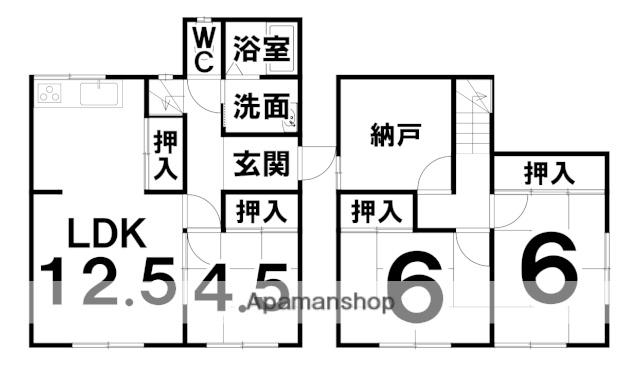北海道帯広市 2階建 築48年(3LDK)の間取り写真