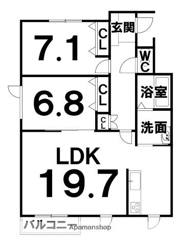 シャンテ915(2LDK/1階)の間取り写真