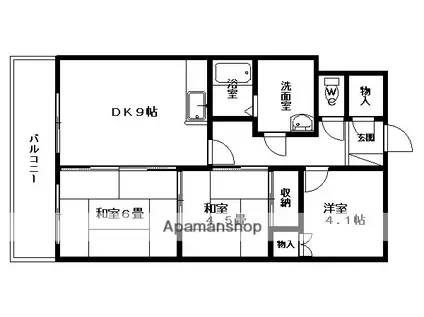 岡田マンション第一(3DK/3階)の間取り写真