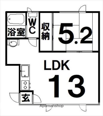 ノースハイムA(1LDK/1階)の間取り写真