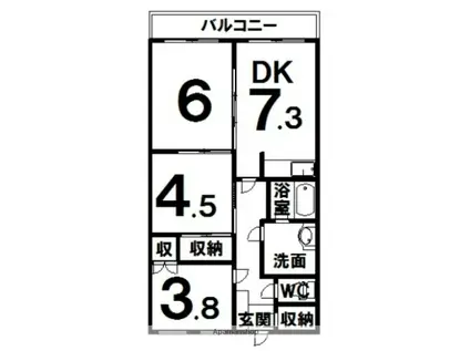岡田マンション第一(3DK/3階)の間取り写真
