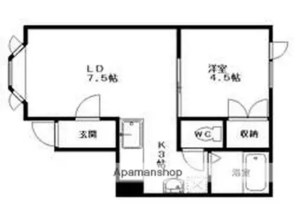 レジデンス桑井Ⅱ(1LDK/2階)の間取り写真