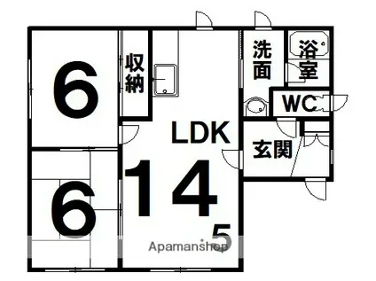 関谷ハイツ F棟(2LDK/2階)の間取り写真