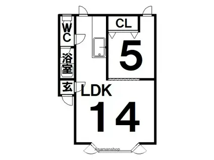 ブリスベン館(1LDK/1階)の間取り写真