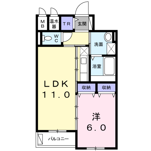 グランドコモンズⅡ(1LDK/4階)の間取り写真