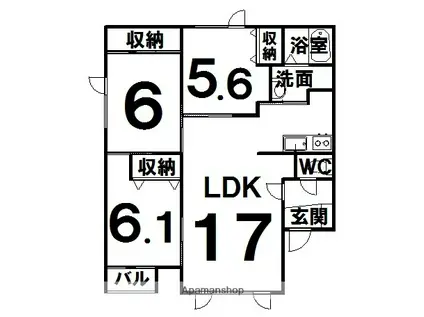 オークハイムⅠ(3LDK/2階)の間取り写真