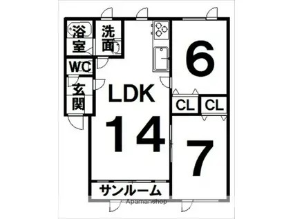 サクセス161(2LDK/1階)の間取り写真