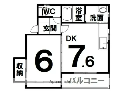 メモリアルハイム(1DK/1階)の間取り写真