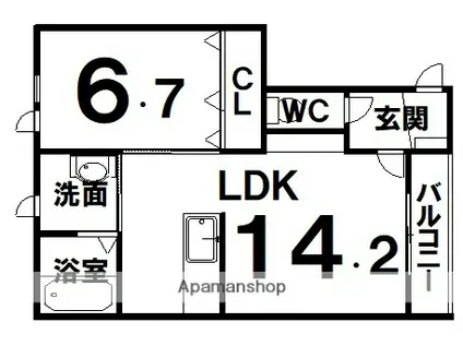 ヴェルデⅠ(1LDK/2階)の間取り写真