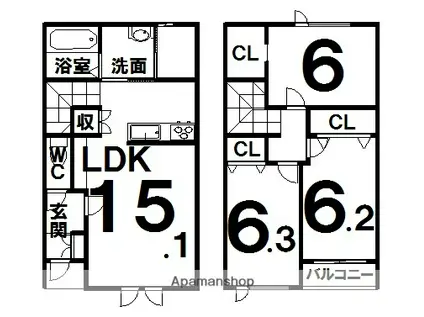 ヴェルデⅢＮ(3LDK)の間取り写真