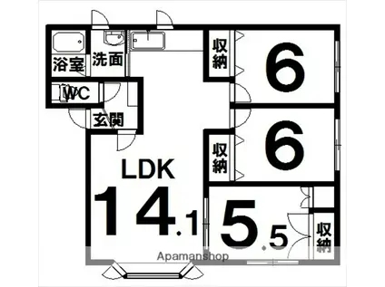 MS北倶楽部(3LDK/2階)の間取り写真