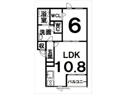 プラナスたいきⅢ(1LDK/2階)の間取り写真