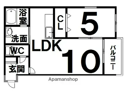 HOKU LEA(1LDK/2階)の間取り写真