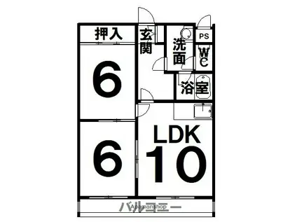 171マンションC棟(2LDK/4階)の間取り写真