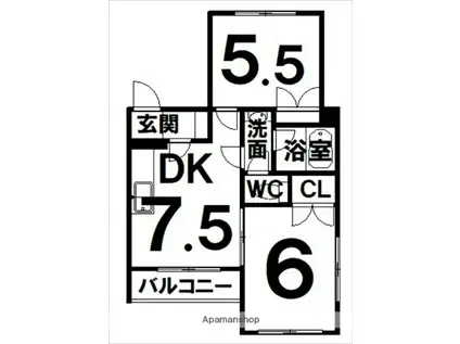 コートメモアール(2DK/3階)の間取り写真
