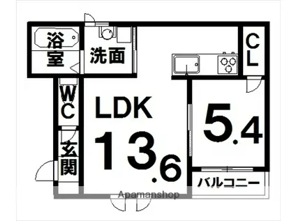 TOMS HILL(1LDK/2階)の間取り写真