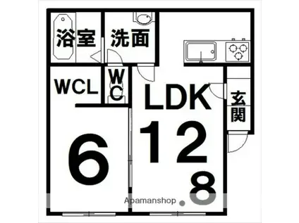 エール帯広Ⅴ(1LDK/2階)の間取り写真
