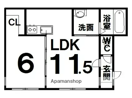 CIRCULOYUNI(1LDK/2階)の間取り写真