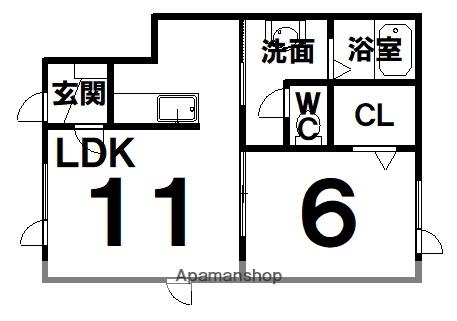 スウィートA・Ⅱ(1LDK/2階)の間取り写真