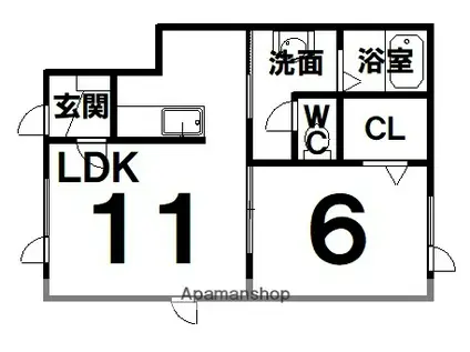 スウィートA・Ⅱ(1LDK/1階)の間取り写真