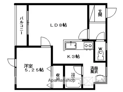 KOランハウス(1LDK/2階)の間取り写真