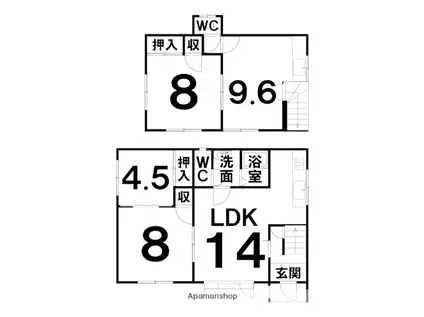 北海道帯広市 2階建 築56年(4LDK)の間取り写真