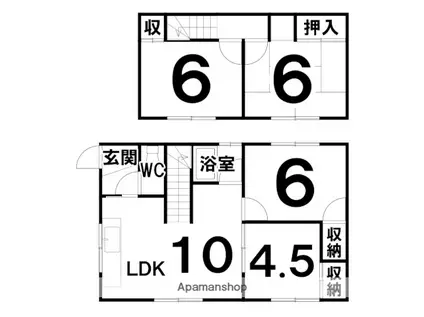 北海道帯広市 2階建 築45年(4LDK)の間取り写真